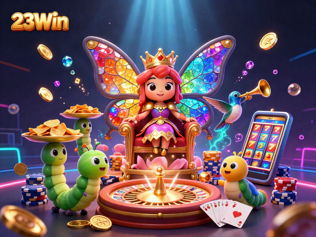 Bet on excitement with 23Win as the butterfly queen rules a vibrant casino realm.