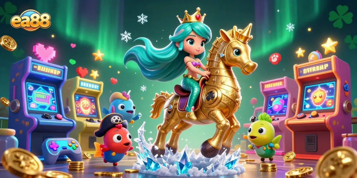 ea88 features a colorful underwater casino scene with a mermaid princess and seahorse jackpot.