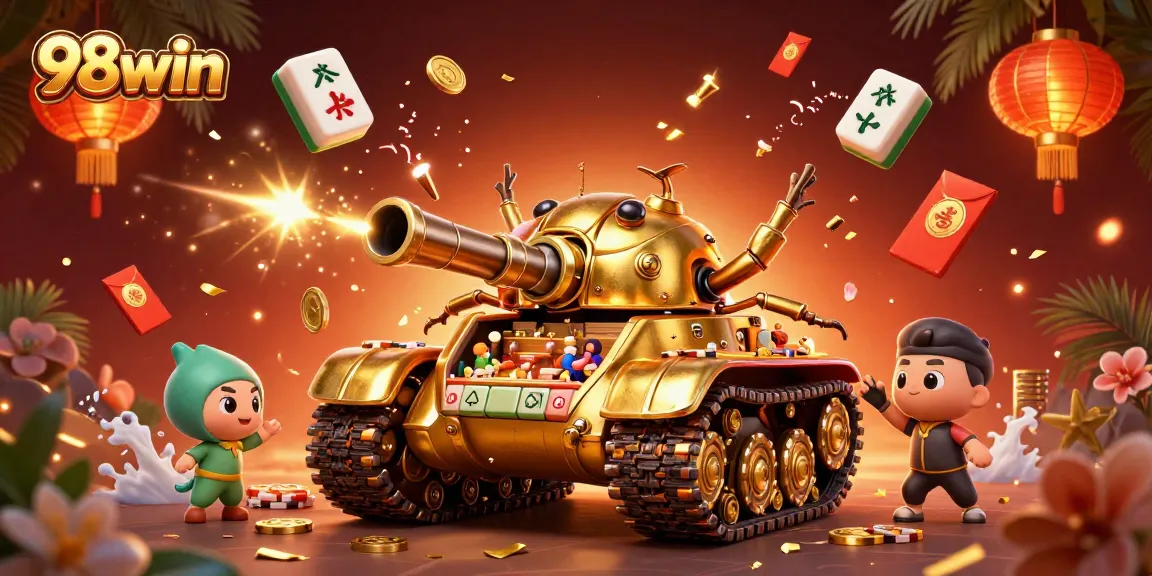 Experience the excitement of 98win's casino with golden elements and festive atmosphere.
