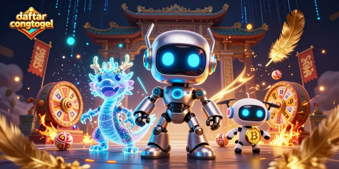 Experience thrilling gameplay at daftarcongtogel with cartoon robot and digital companions featuring lottery elements.