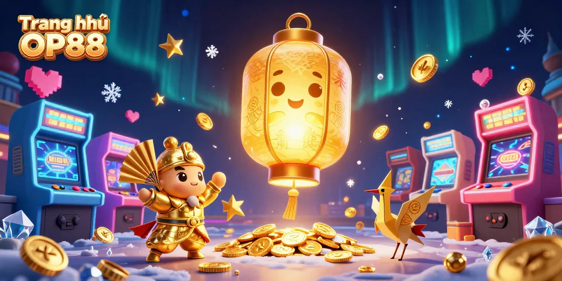 Experience the magic of Trang chủ OP88 with vibrant 3D casino elements and lucky symbols.