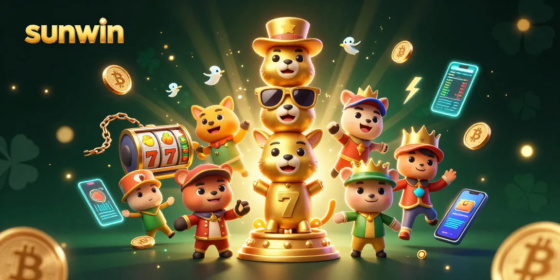 Experience exciting wins with sunwin's vibrant casino illustration featuring lively game elements.