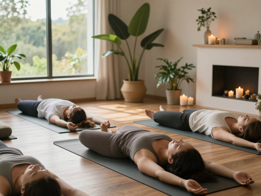 Individual practicing mantra88 yoga with candles and natural light in a serene home.