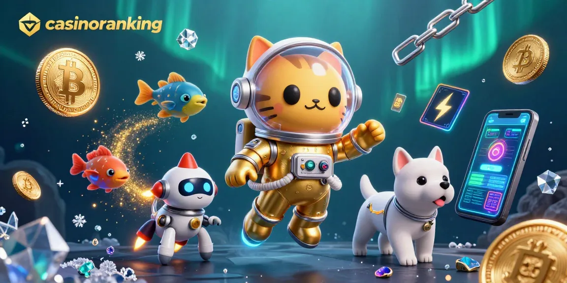 Experience the vibrant world of casinoranking with a casino-themed cosmic scene featuring a floating astronaut cat.
