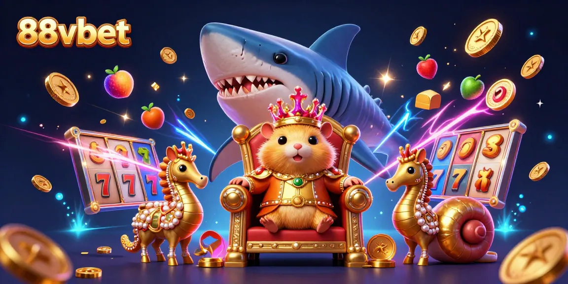 Play exciting slots at 88vbet featuring vivid scenes of a golden hamster king and dynamic jackpot elements.