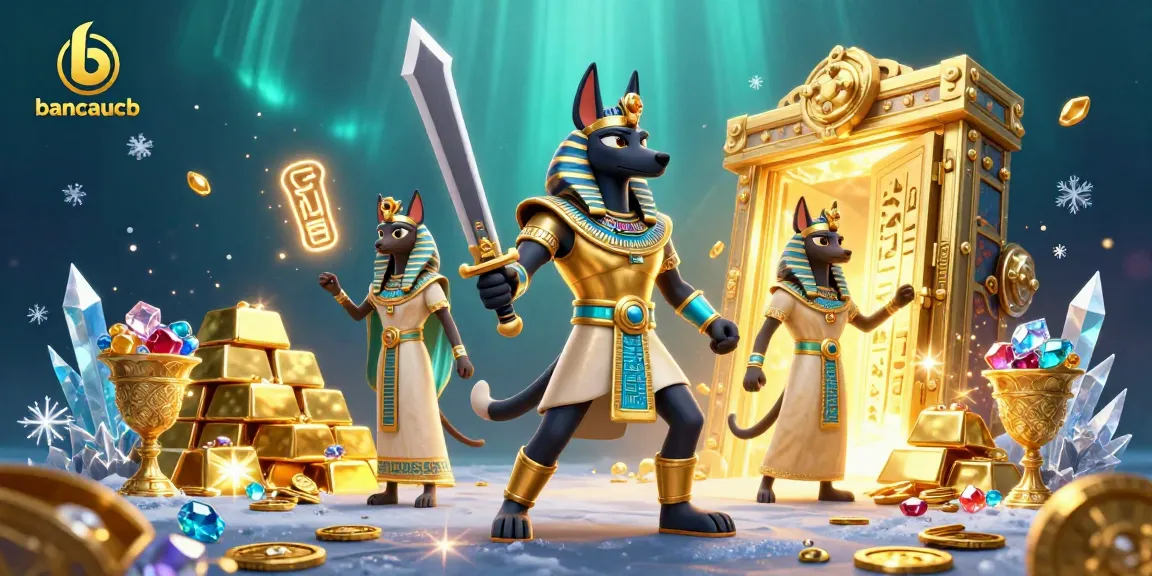 bancaucb players shoot for treasures with Anubis and Bastet in a vibrant underwater scene.