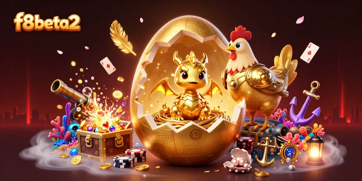 Experience f8beta2's thrilling gold-themed casino adventure with dragon, poker chips, and treasure