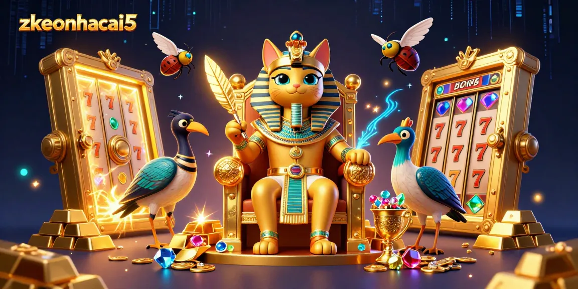 Experience the thrill of zkeonhacai5 with an extravagant gambling adventure featuring a royal pharaoh cat.