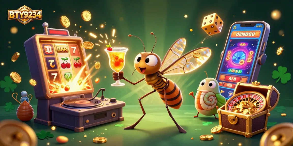 Engage with BTY9234's vibrant casino scene featuring dynamic characters, games, and festive elements.