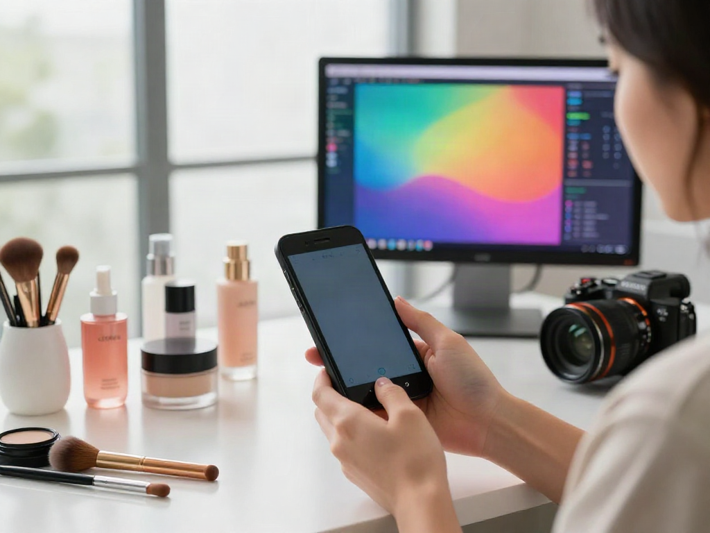 Exploring alternatives to QOVES with a beauty analysis app on a smartphone.