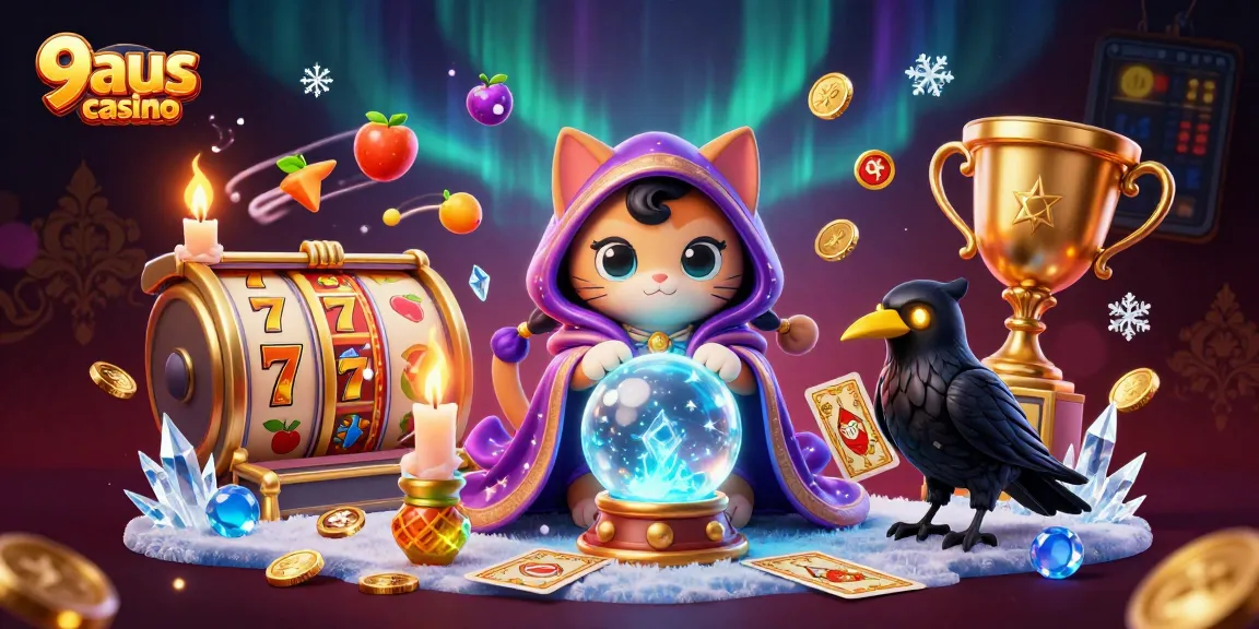 Experience thrilling games at 9aus casino with vibrant slot reels and dynamic characters.