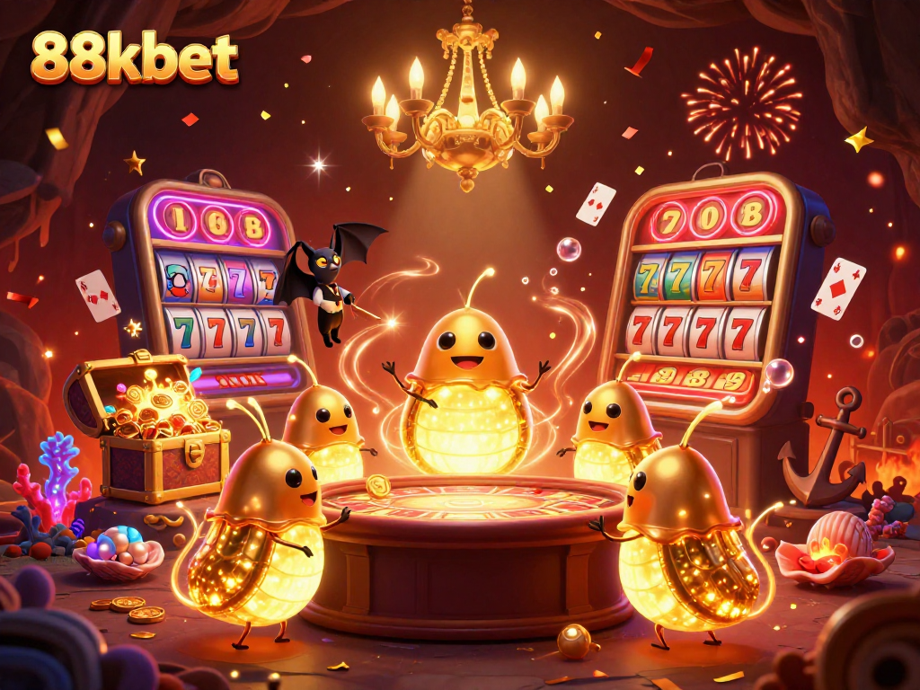 Experience thrilling gameplay and casino excitement at 88kbet with dazzling glowworms illuminating the scene.
